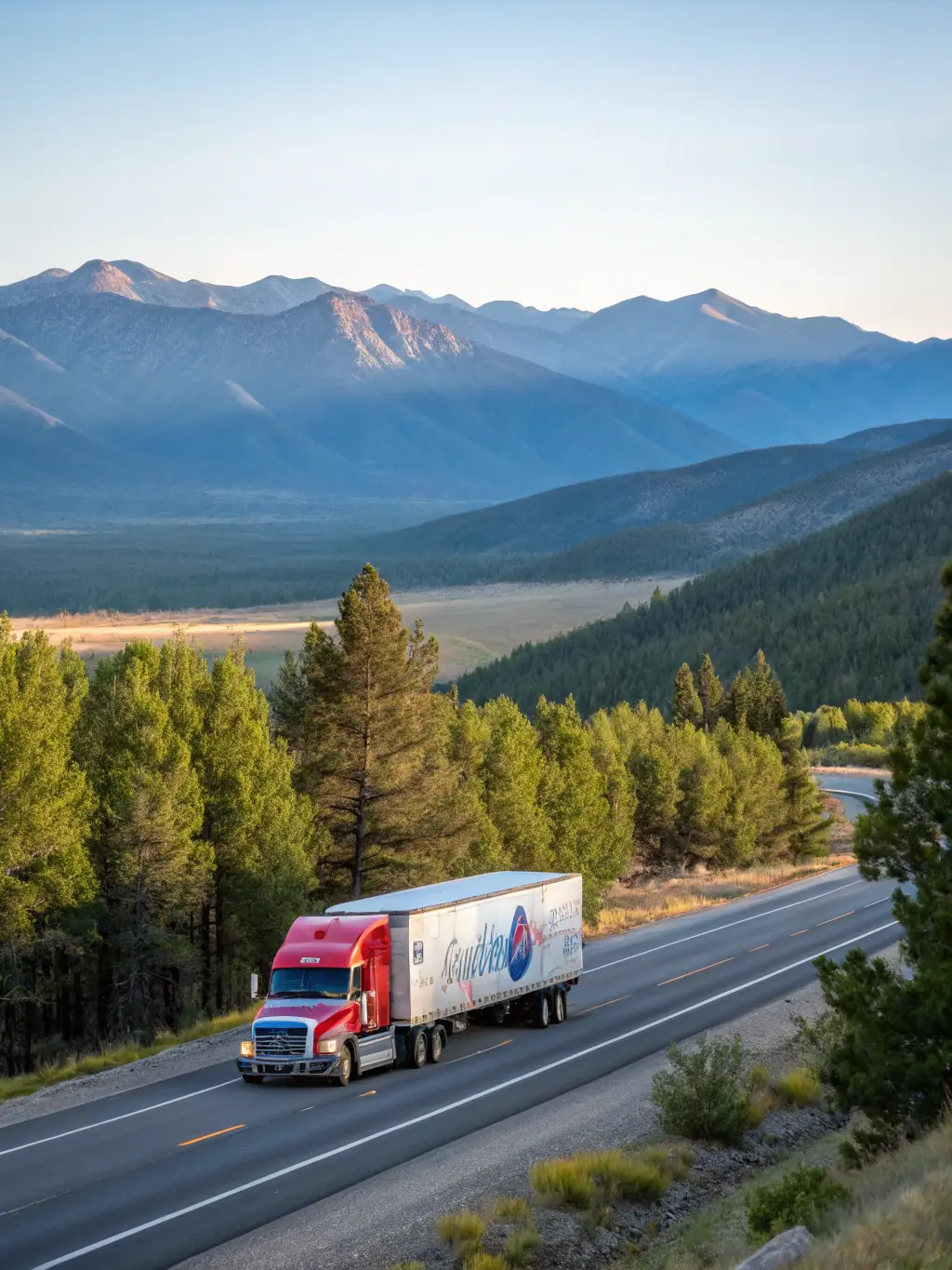 A large freight truck on the highway, symbolizing heavy-duty transportation and logistics for Mt. Zion Platinum Holdings, LLC.