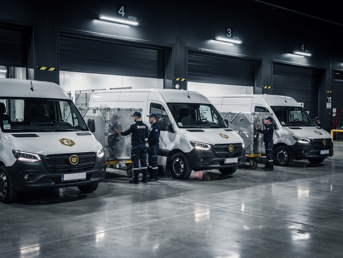 Modern transport fleet handling secure commercial logistics